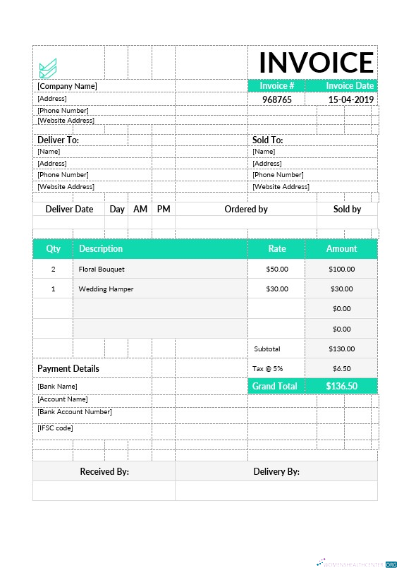 Download Flower Shop Invoice Template Photoshop template